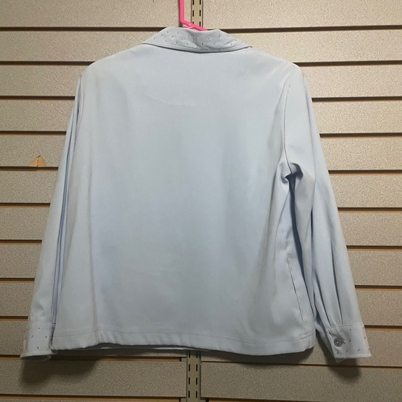 Allison Daley Petite Women's Blue Beaded Collar & Cuff Long Sleeve Shirt 12 P - Picture 6 of 7